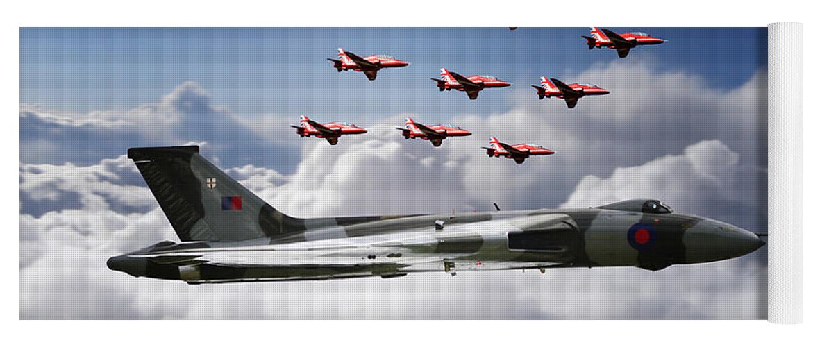 Avro Yoga Mat featuring the digital art In Formation With XH558 by Airpower Art