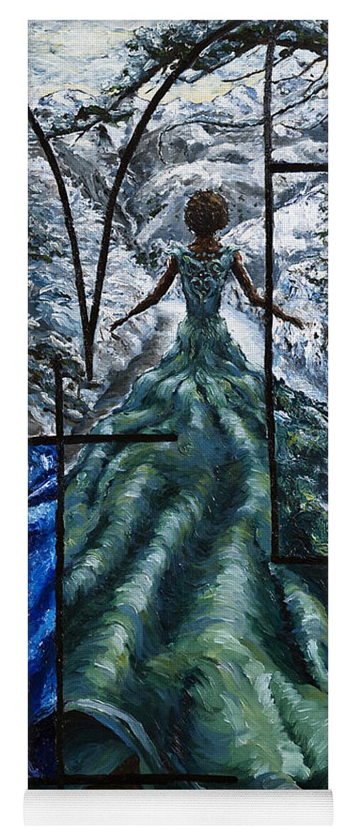 Girl Yoga Mat featuring the painting In the Quiet of the Snow by Carlos Flores