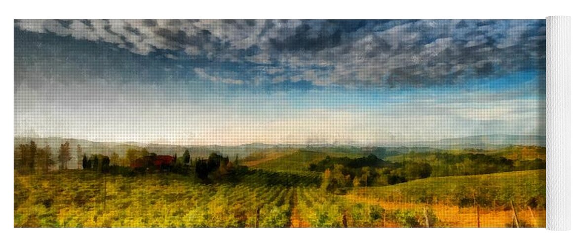Wine Yoga Mat featuring the photograph In the Vineyard Winery Landscape by Edward Fielding