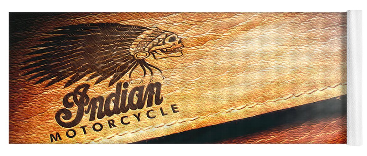 Indian Motorcycle Yoga Mat featuring the photograph Indian Motorcycle Buffalo Leather Bag by Stefano Senise