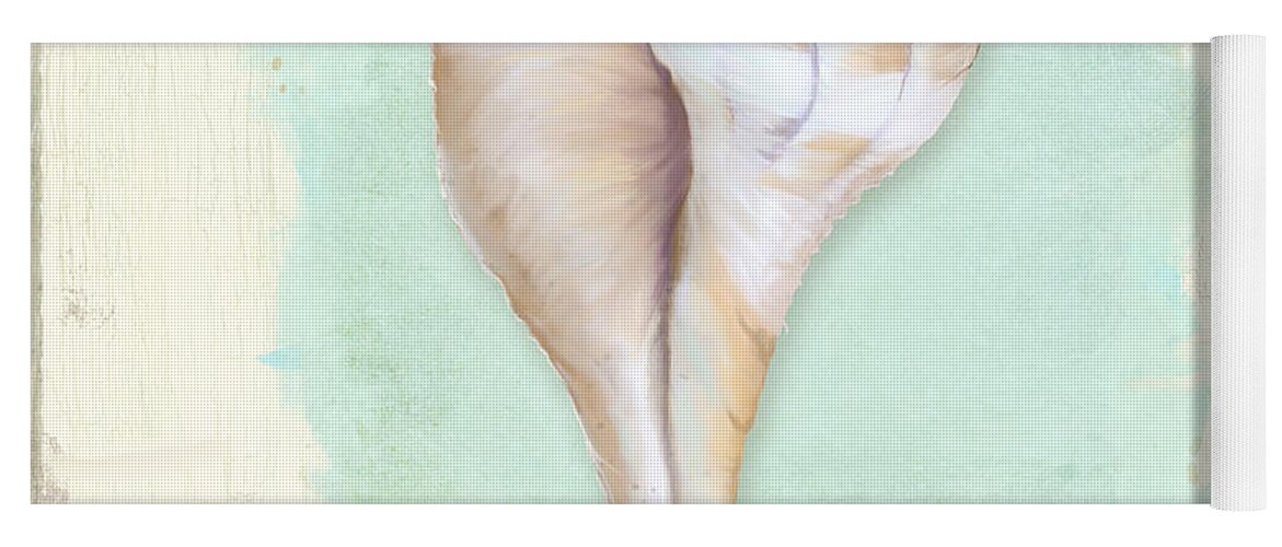 Lightning Whelk Shell Yoga Mat featuring the painting Inspired Coast VII - Lightning Whelk Shell on Board by Audrey Jeanne Roberts