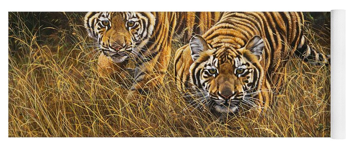 Wildlife Paintings Yoga Mat featuring the painting Intent by Alan M Hunt