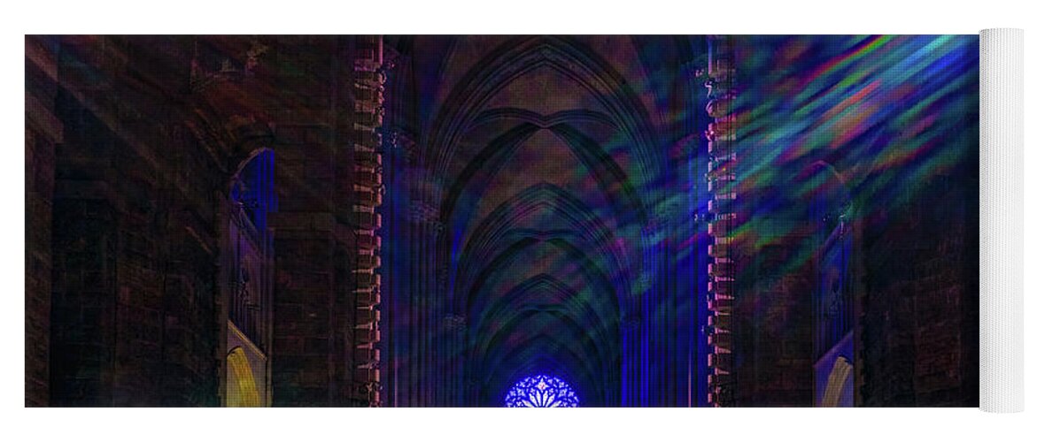 Cathedral Yoga Mat featuring the photograph Interior Looking Rearwards, Cathedral Of St. John The Divine by Chris Lord