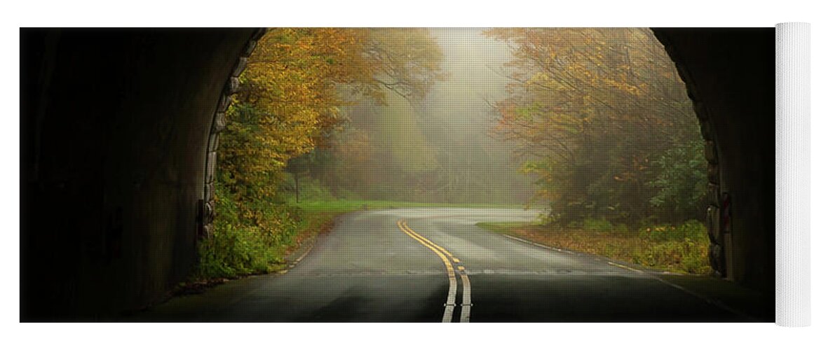 Terry D Photography Yoga Mat featuring the photograph Into The Fall Blue Ridge Parkway North Carolina by Terry DeLuco