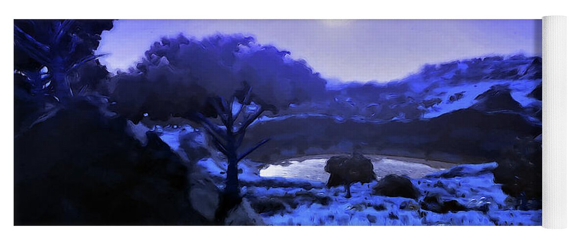 Unreal Landscape Yoga Mat featuring the painting Into the Night by AM FineArtPrints
