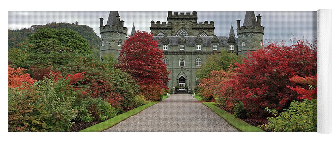 Inveraray Castle Yoga Mat featuring the photograph Inveraray Castle in Autumn by Maria Gaellman