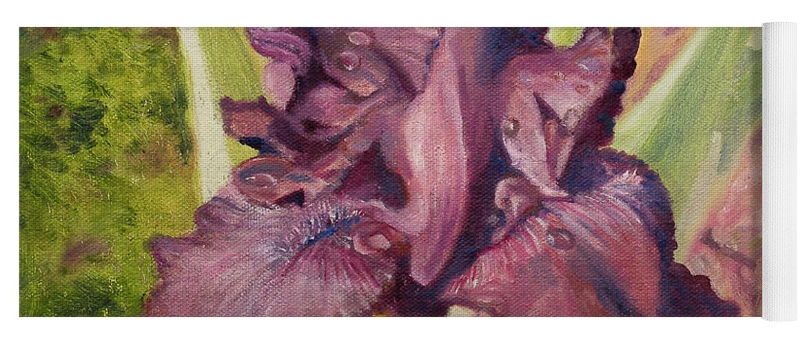 Iris Yoga Mat featuring the painting Iris Flower by Kathy Knopp