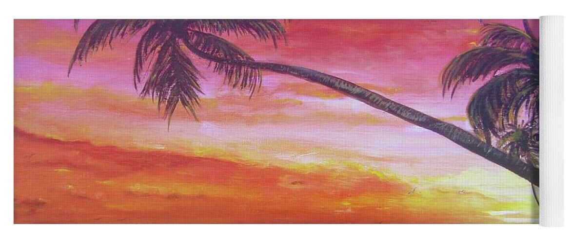 Palm Yoga Mat featuring the painting Island Sunrise by Dawn Harrell