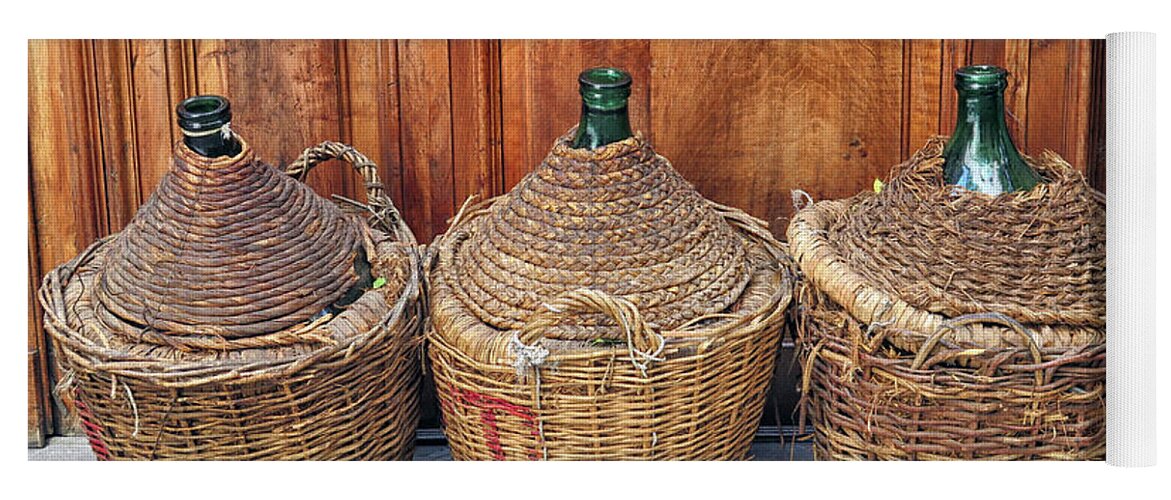 Italian Wine Baskets Yoga Mat featuring the photograph Italian Wine Baskets by Dave Mills