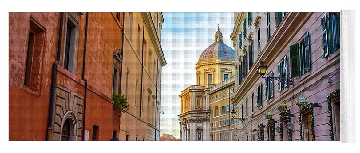Italy Yoga Mat featuring the photograph Italy Rome Sun Set Cityscape by Street Fashion News