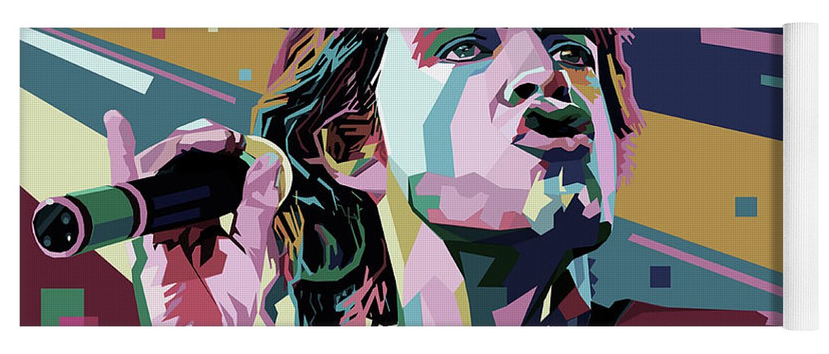 Mick Jagger Yoga Mat featuring the digital art It's a gas, gas, gas by Mal Bray