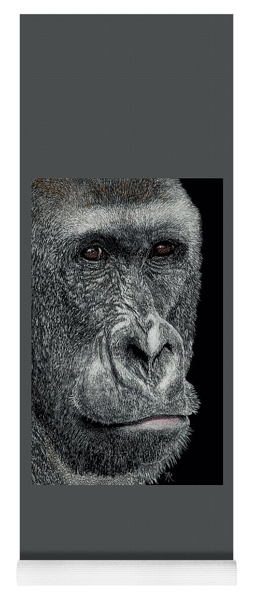 Gorilla Yoga Mat featuring the drawing Jabari by Ann Ranlett