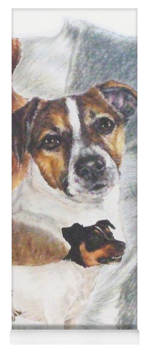 Terrier Yoga Mat featuring the mixed media Jack Russell Grouping by Barbara Keith