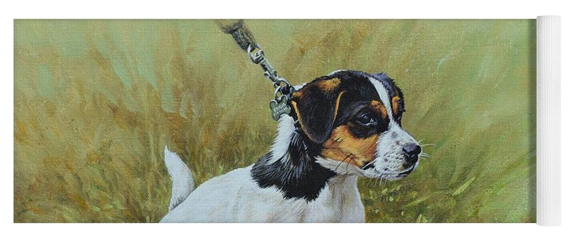 Dog Yoga Mat featuring the painting Jack Russell Portrait by Alan M Hunt
