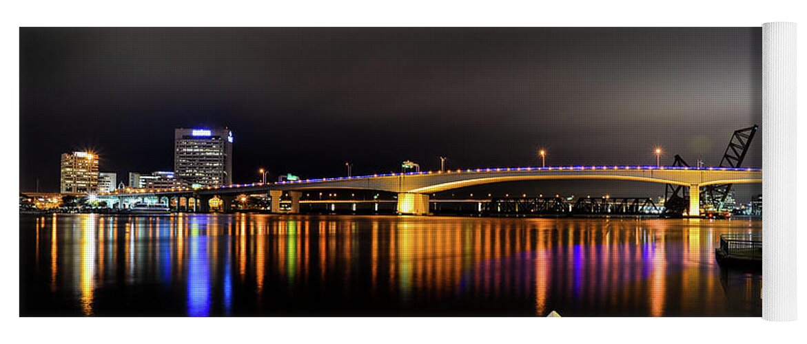 Downtown Yoga Mat featuring the photograph Jacksonville night sky by Paul Quinn
