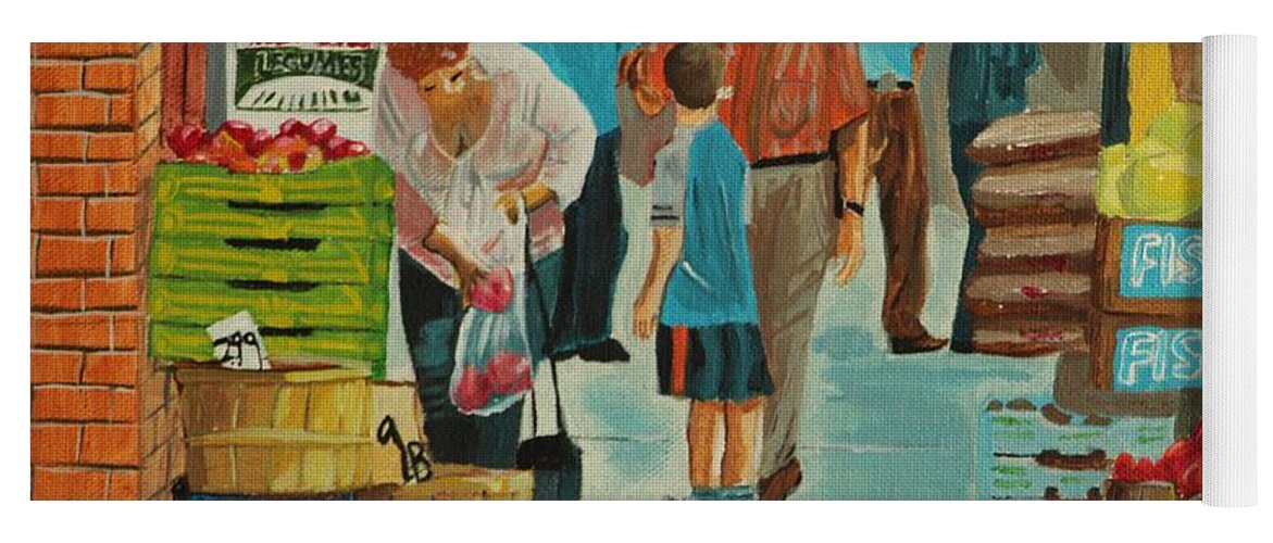 Cityscape Yoga Mat featuring the painting Jame St Fish Market by David Bigelow