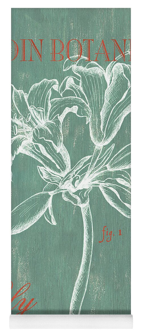 Floral Yoga Mat featuring the drawing Jardin Botanique Aqua by Debbie DeWitt