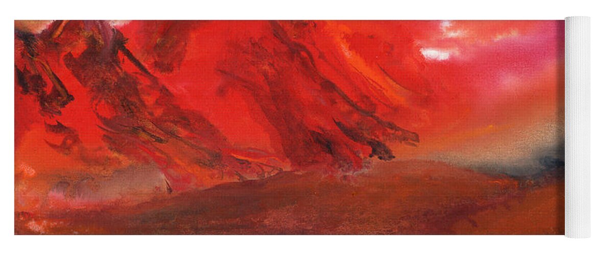 Abstract Yoga Mat featuring the painting Jasper Mountain Sunset by Charlene Fuhrman-Schulz