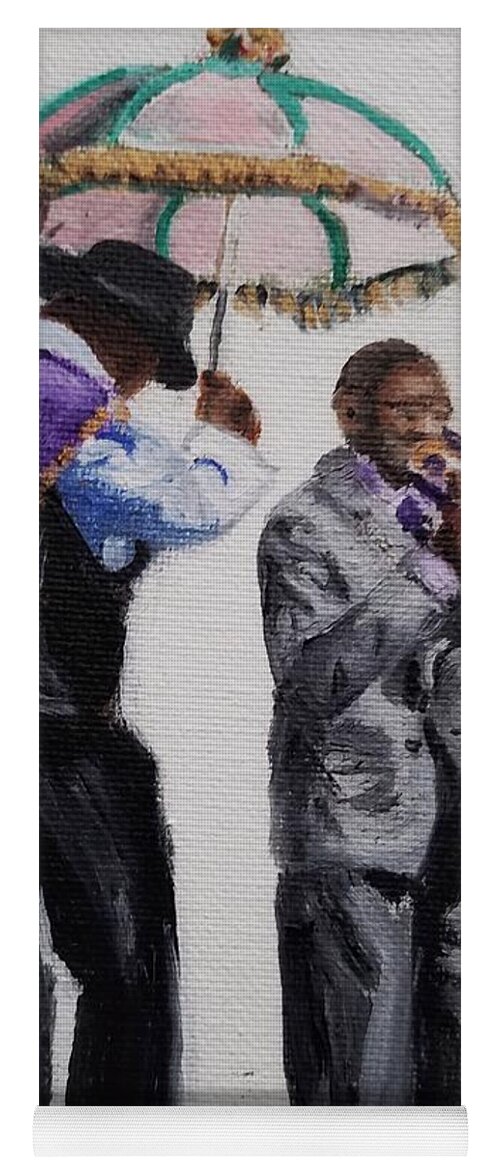 Marsalis Yoga Mat featuring the painting Jazz Fest by Mary Capriole