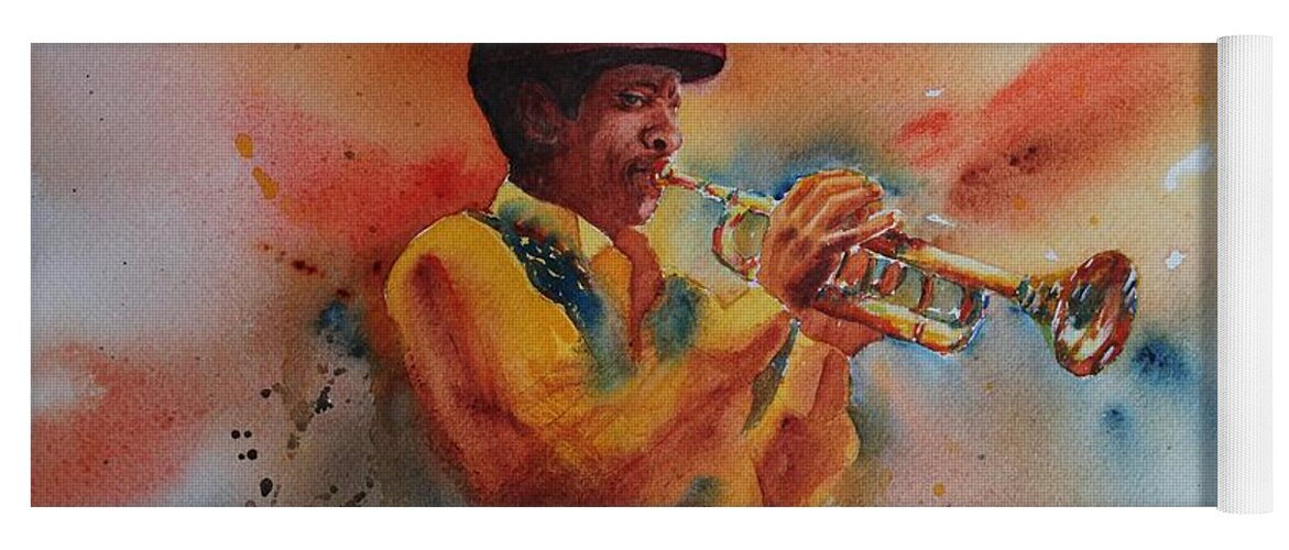 Music Yoga Mat featuring the painting Jazz Man by Ruth Kamenev