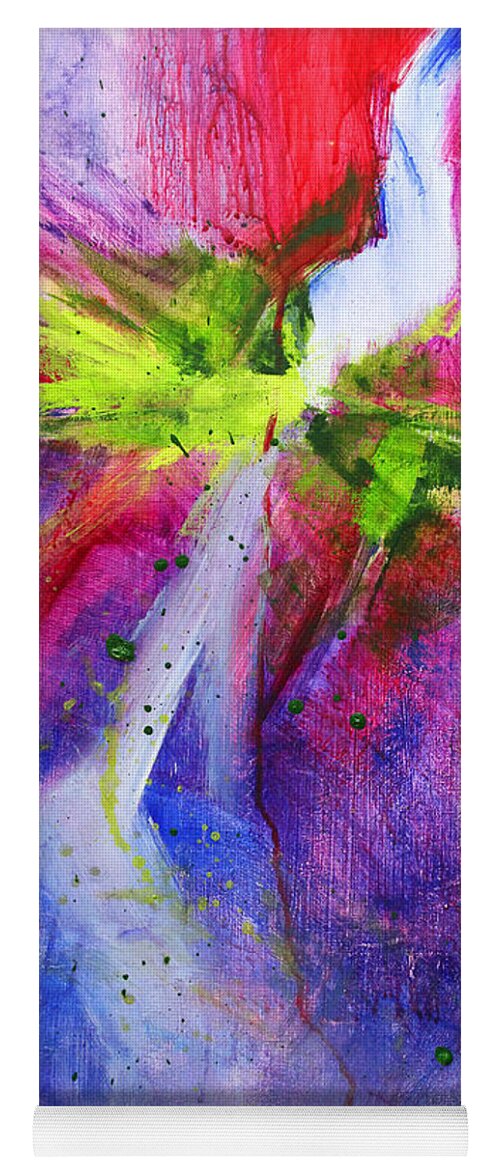 Abstract Painting Yoga Mat featuring the painting Jazz on First Avenue by Nancy Merkle
