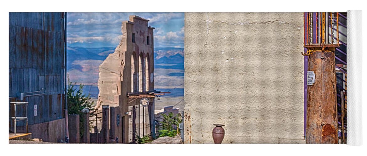 Jerome Arizona - A Mining Ghost Town On A Hill Yoga Mat featuring the photograph Jerome Arizona - A Mining Ghost Town On a Hill by Priscilla Burgers