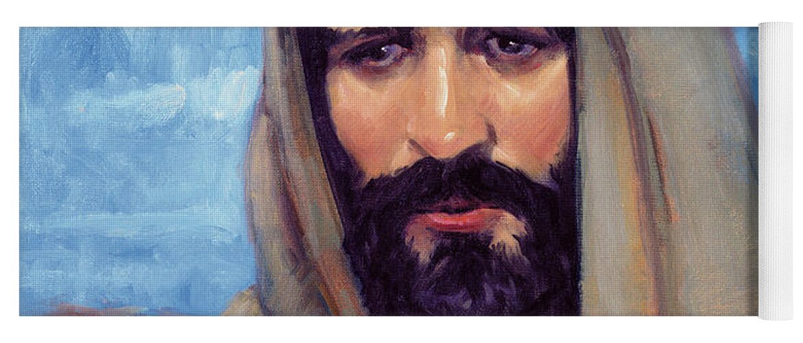 Jesus Jerusalem Messiah Prophet King Savior           Yoga Mat featuring the painting Jesus overlooking Jerusalem by Murry Whiteman