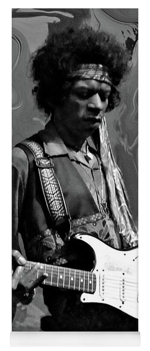 Jimi Hendrix Yoga Mat featuring the photograph Jimi Hendrix Purple Haze B W by David Dehner