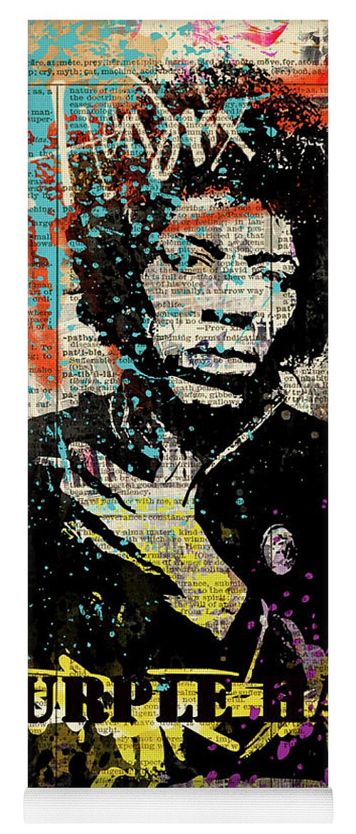 Jimi Yoga Mat featuring the painting JIMI Hendrix #PURPLE HAZE ON DICTIONARY by Art Popop