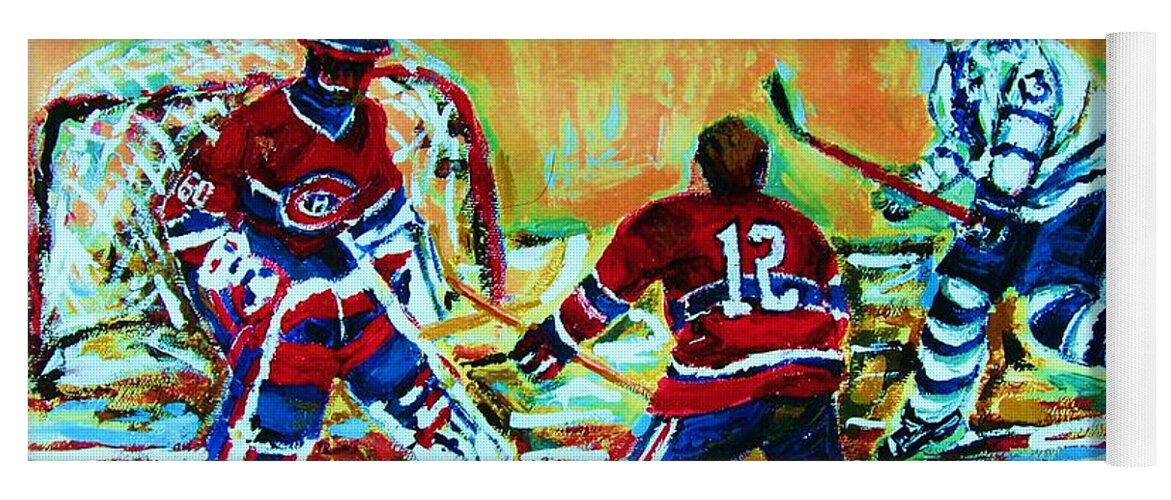 Hockey Canvas Prints Yoga Mat featuring the painting Jose Theodore The Goalkeeper by Carole Spandau