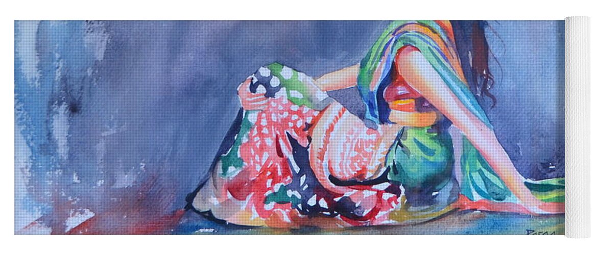 Joy; Woman In Saree Yoga Mat featuring the drawing Joy of Life by Parag Pendharkar