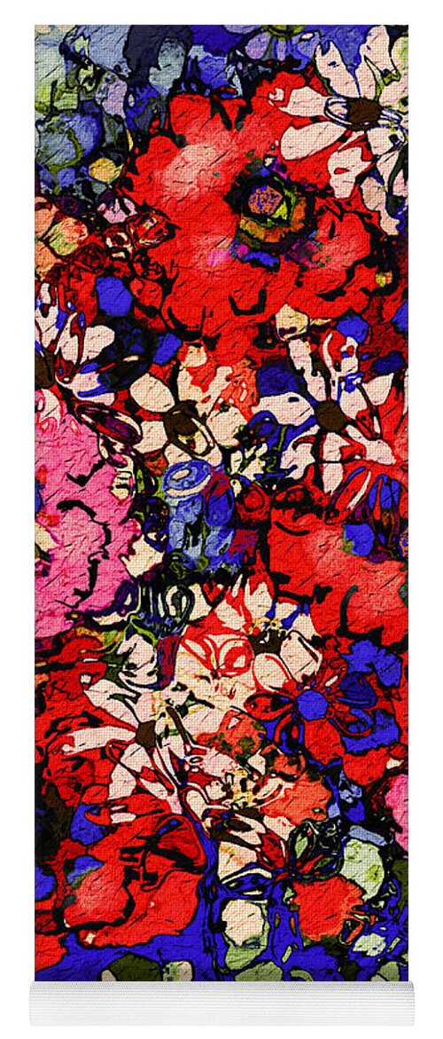 Floral Abstract Yoga Mat featuring the painting Joyful Flowers by Natalie Holland