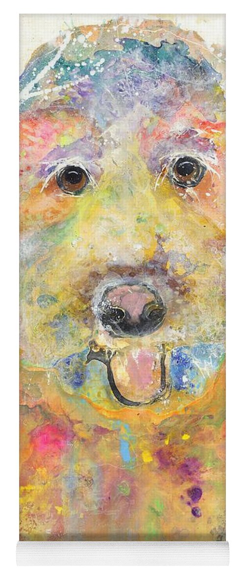 Goldendoodle Dog Yoga Mat featuring the painting Jozie by Kasha Ritter