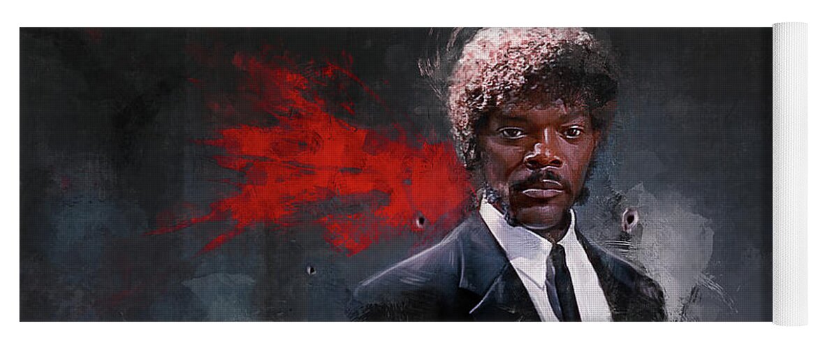Pulp Yoga Mat featuring the painting Jules Winfield - Miracle - Pulp Fiction by Joseph Oland