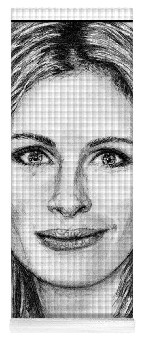 Julia Roberts Yoga Mat featuring the drawing Julia Roberts in 2008 by J McCombie