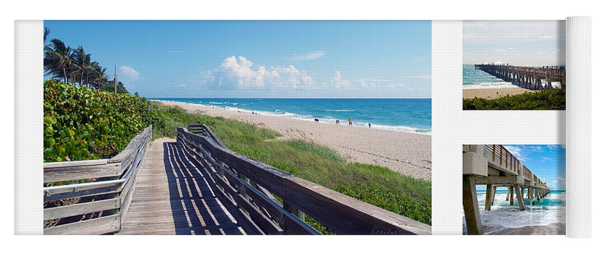 Beach Yoga Mat featuring the photograph Juno Beach Florida Seascape Collage 1 by Ricardos Creations