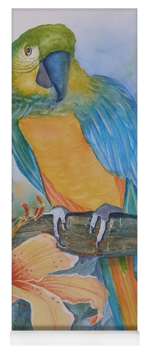 #parrot Yoga Mat featuring the painting Just Peachy by Midge Pippel