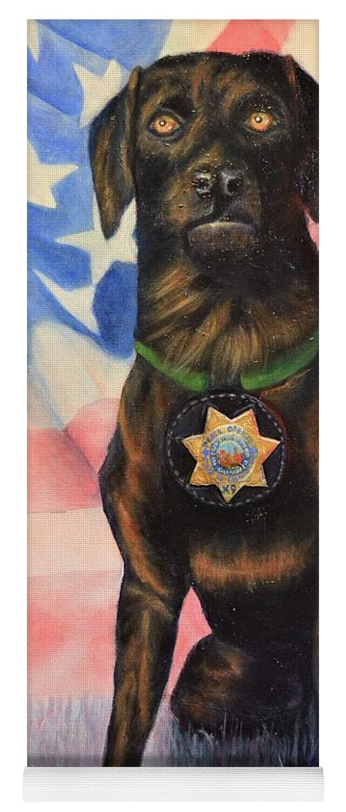 K-9 Yoga Mat featuring the painting K-9 Officer Rodney by Sherry Strong