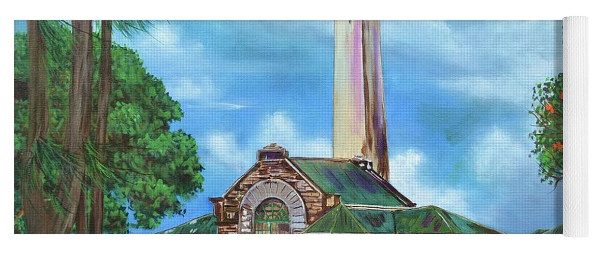 Oahu Yoga Mat featuring the painting Kakaako Pumping Station by Larry Geyrozaga