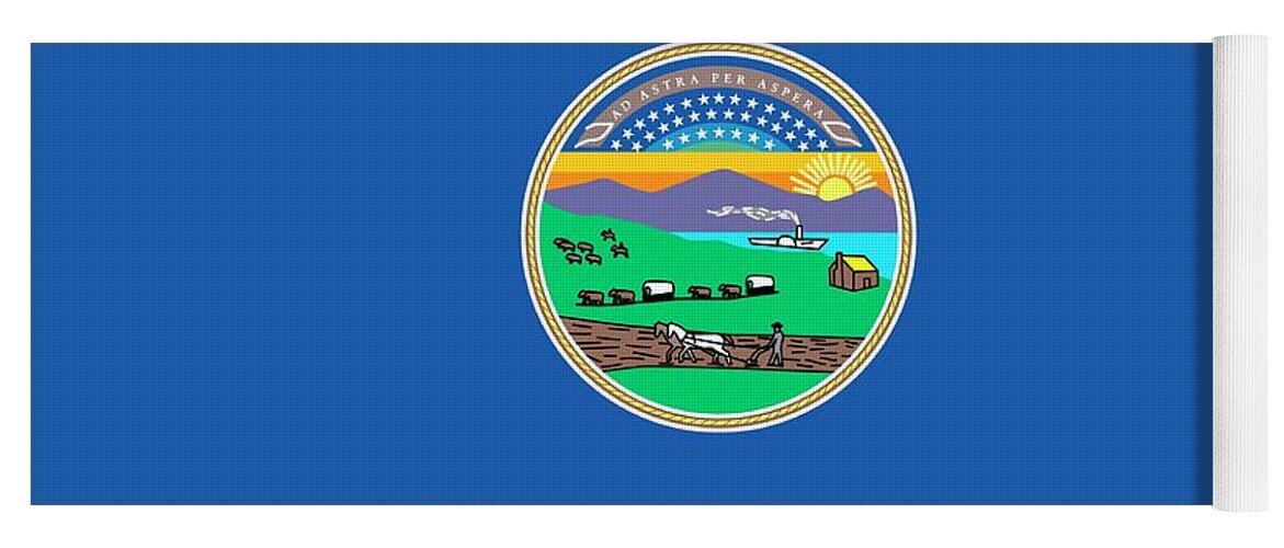 Kansas State Flag;patriotism;flag;symbol;blue;kansas;usa Yoga Mat featuring the painting Kansas state flag by American School