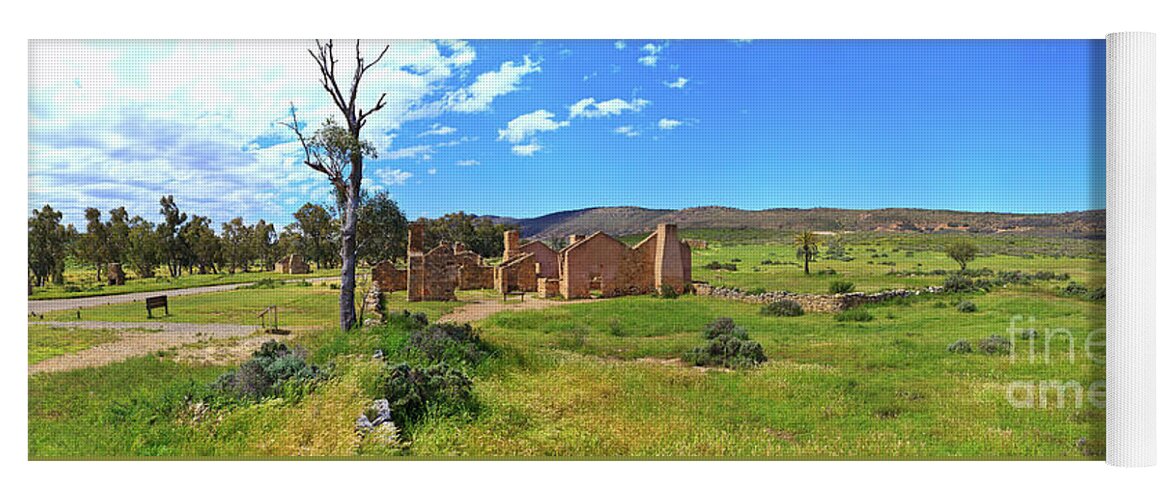 Kanyaka Homestead Ruins Outback Landscape Flinders Ranges South Australia Australian Landscapes Historical Yoga Mat featuring the photograph Kanyaka Homestead Ruins by Bill Robinson