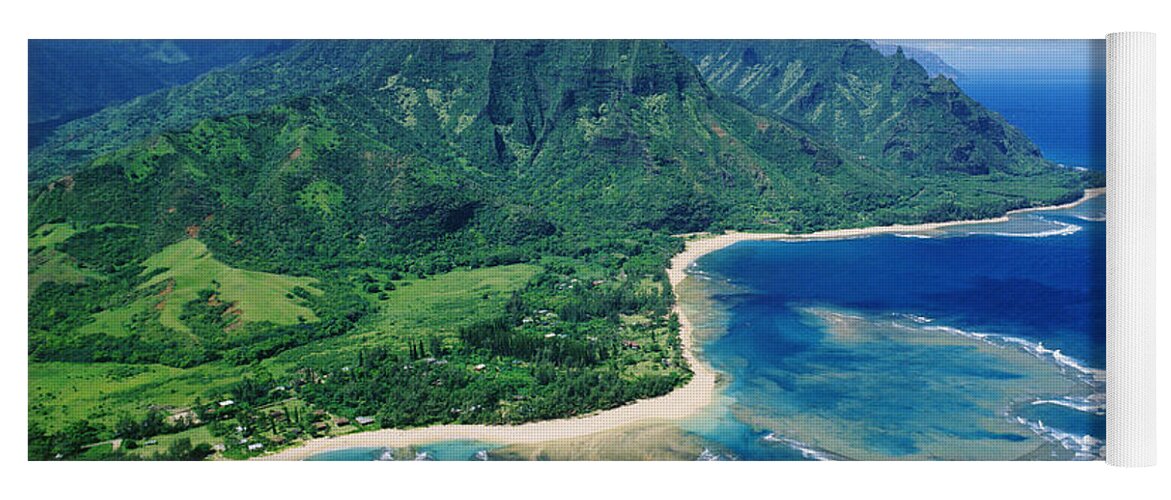 Aerial Yoga Mat featuring the photograph Kauai, Tunnels Beach by Greg Vaughn - Printscapes