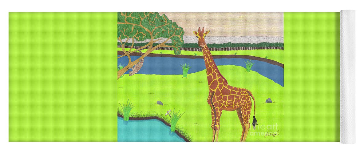 Africa Yoga Mat featuring the drawing Keeping A Lookout by John Wiegand