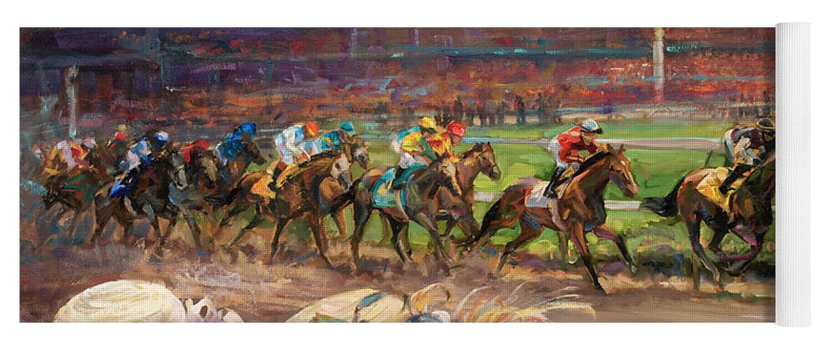Kentucky Derby Yoga Mat featuring the painting Kentucky Derby Ladies by Laurie Snow Hein