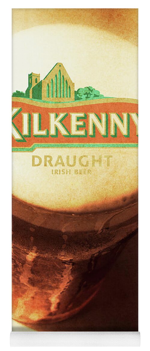 Kilkenny Yoga Mat featuring the photograph Kilkenny Draught Irish Beer Rusty Tin Sign by Jorgo Photography