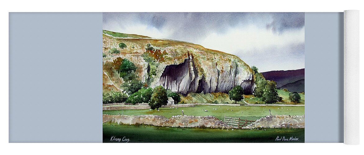 Landscape Yoga Mat featuring the painting Kilnsey Crag by Paul Dene Marlor