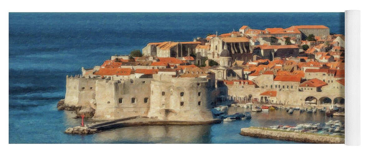 Landscape Yoga Mat featuring the painting Kings Landing Dubrovnik Croatia - DWP512798 by Dean Wittle