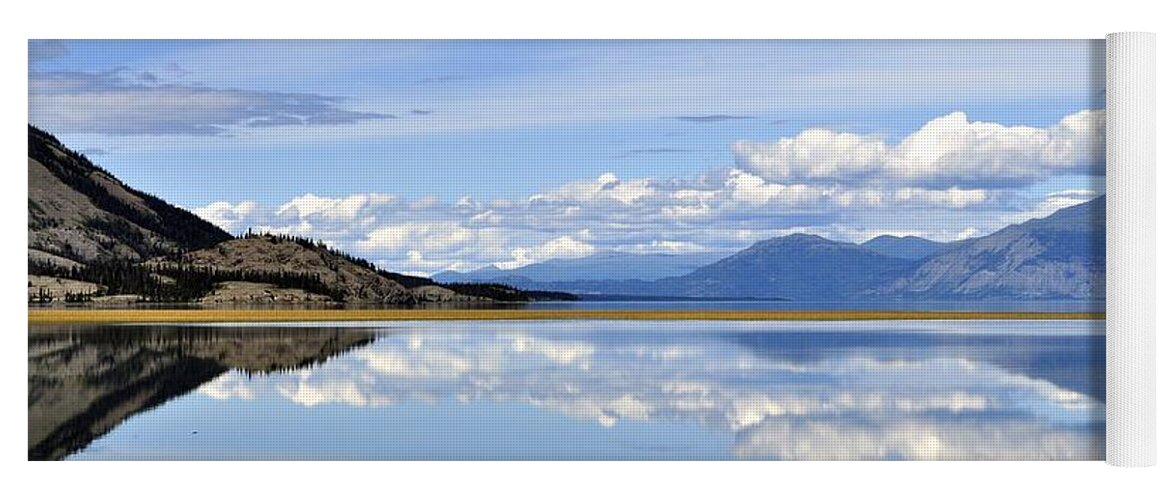 Summer Yoga Mat featuring the photograph Kluane Lake Reflections by Cathy Mahnke