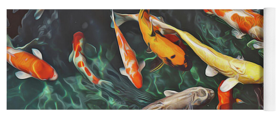 Fish Yoga Mat featuring the painting Koi by Harry Warrick
