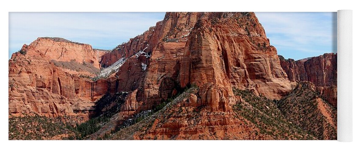 Kolob Canyon Yoga Mat featuring the photograph Kolob Canyon Dusted with Snow - 4 by Christy Pooschke